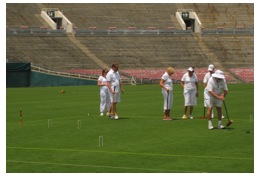 Mission Hills Croquet Club members try their hand at 9 Wicket croquet