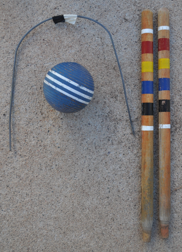 Standard 1: typical backyard wicket, ball and posts