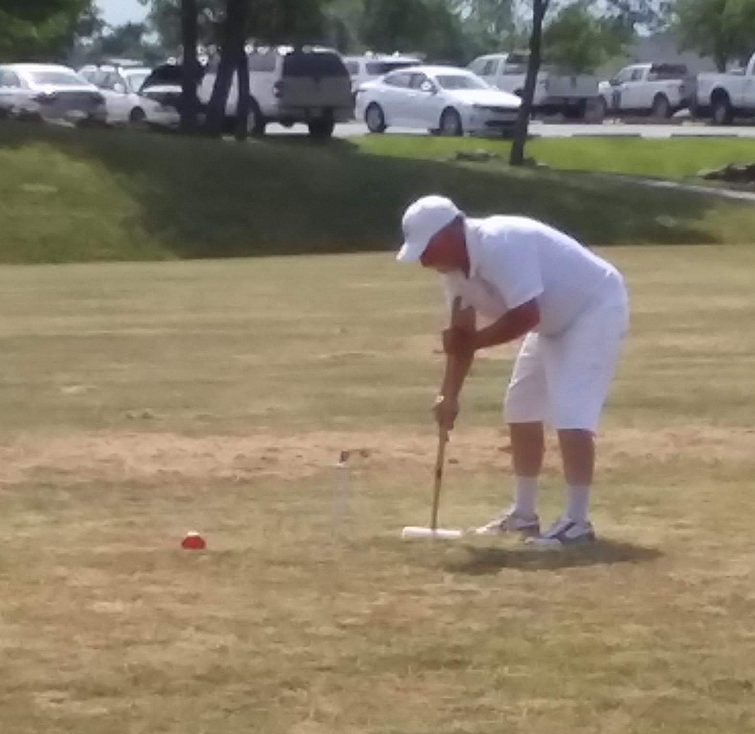 Bill Beam playing 9-wicket croquet at Round Hill, VA | Photo by Macey White Bill Beam at Round Hill